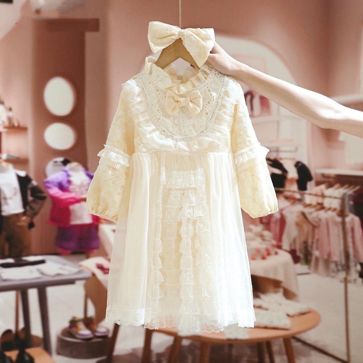 Victorian Classic Baby Girl Dress Pink / 110cm (4T) 3-4 Years Victorian Classic Baby Girl Dress Pink / 110cm (4T) 3-4 Years