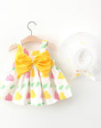 Summer New Baby Girl Print Bow Suspender Dress - LITTLE BEDOUIN