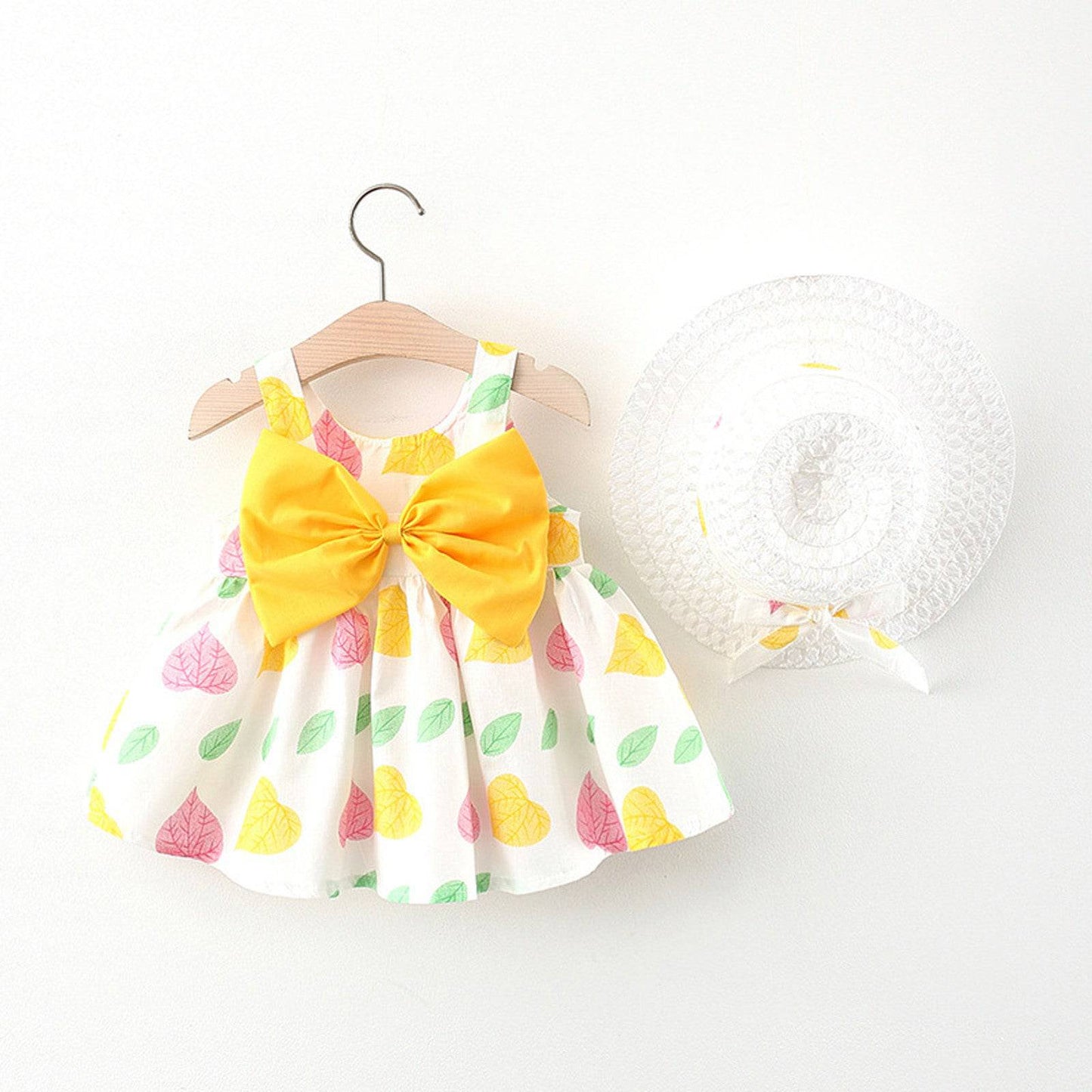 Summer New Baby Girl Print Bow Suspender Dress - LITTLE BEDOUIN