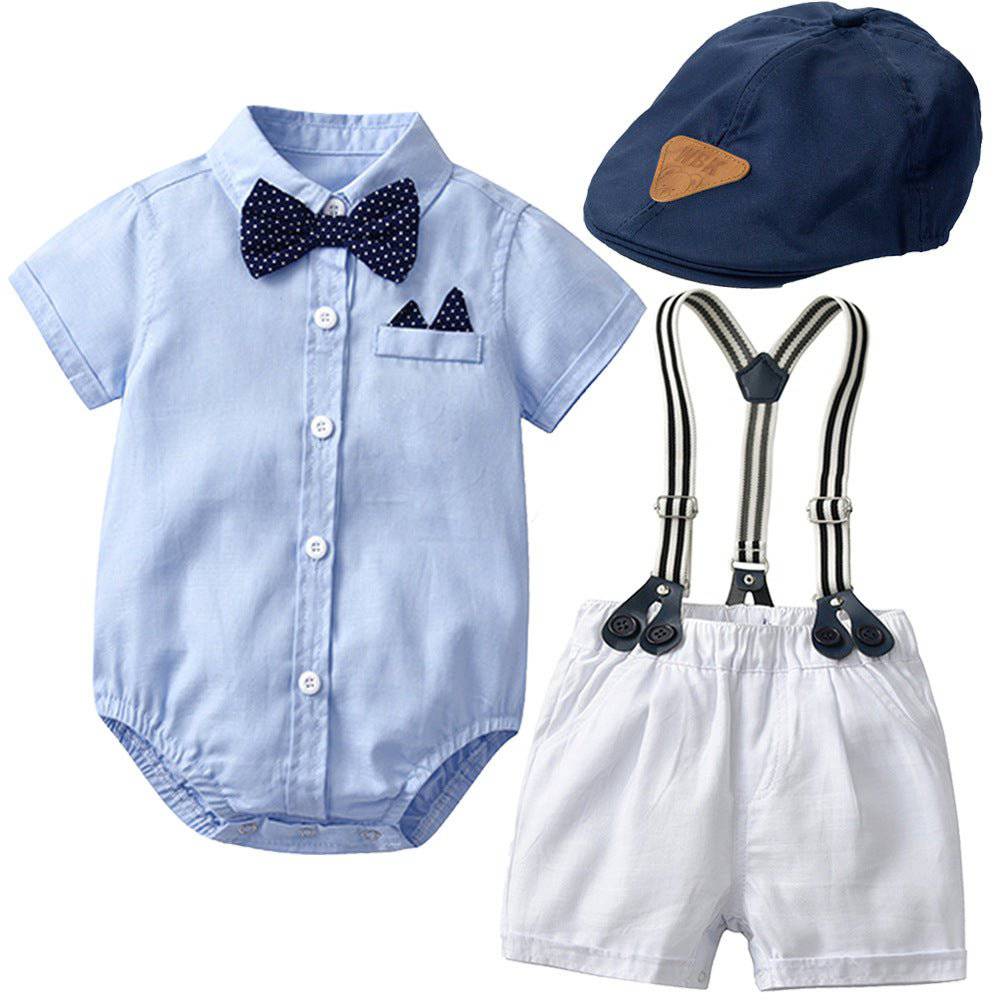  trendy romper suit is perfect for little boys, featuring a stylish blue color