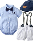  trendy romper suit is perfect for little boys, featuring a stylish blue color