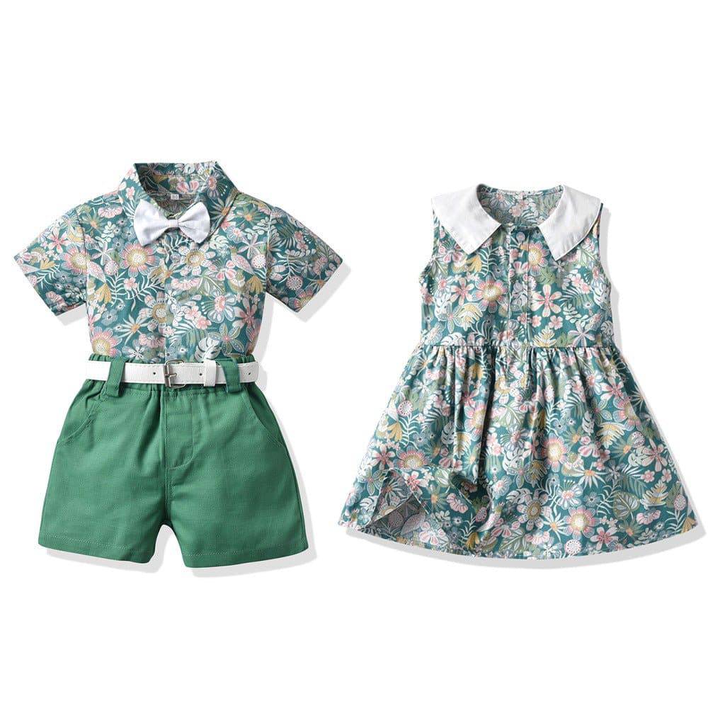 Baby  Toddler matching brother and sister green Clothing