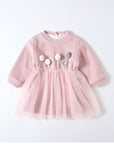 pink baby winter dress for little girl in pink color with detail, long sleeve
فستان وردي بنات شتوي يومي