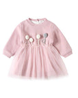 baby winter dress for little girl in pink color with detail, long sleeve
فستان بنات شتوي يومي