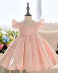 baby girl pearl dress with details in pink color