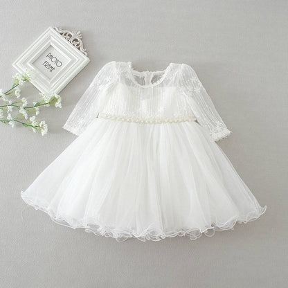 Long Sleeve Baby Wedding Dress Gauze Skirt - LITTLE BEDOUIN