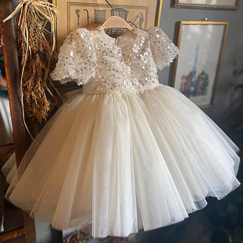 baby girl occasion dresses for special short sleeve white color with detail