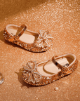 silver Glittering little girl baby shoes for party and wedding shoes