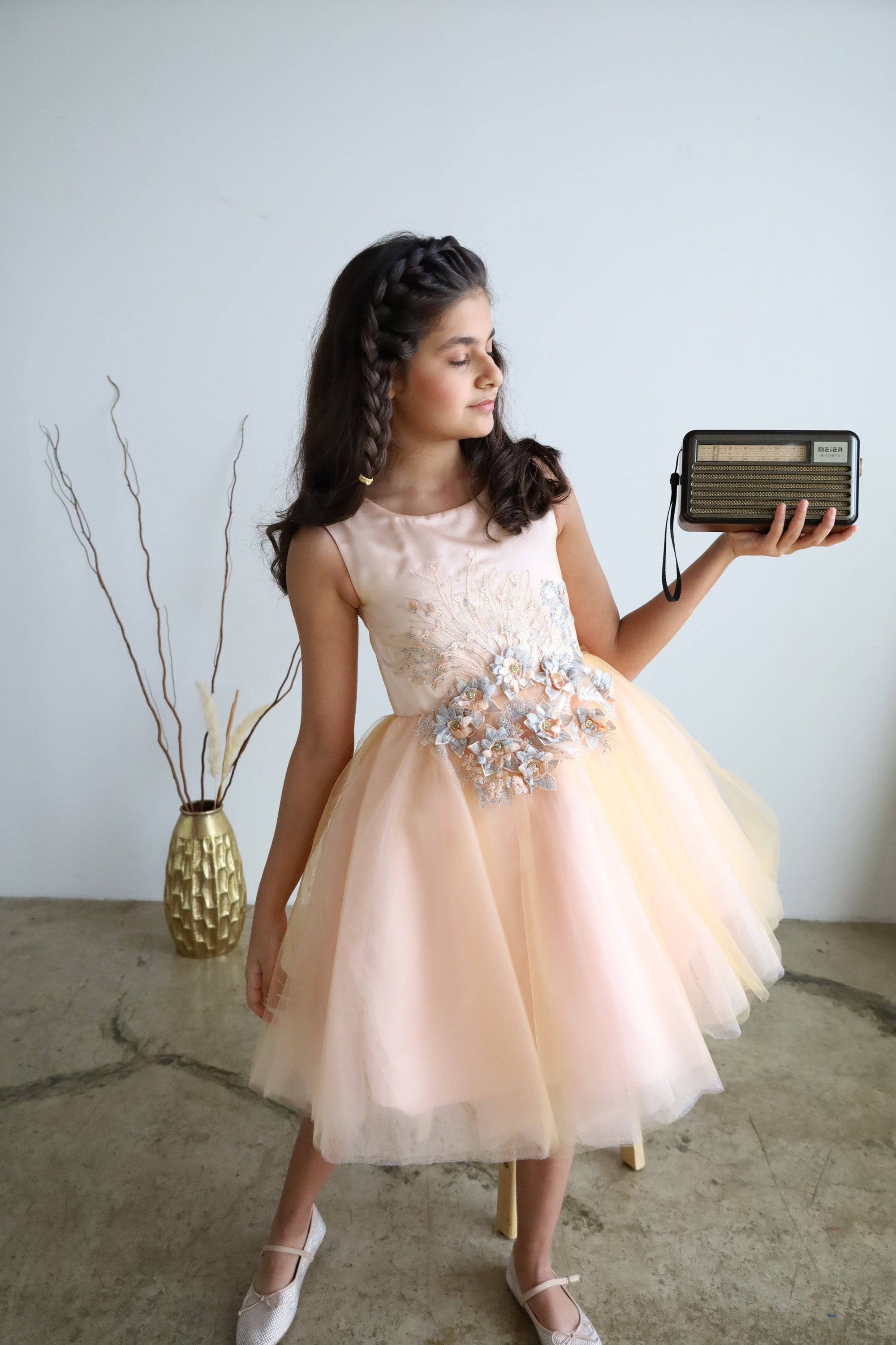 Girls Luxury Champagne Evening Dress