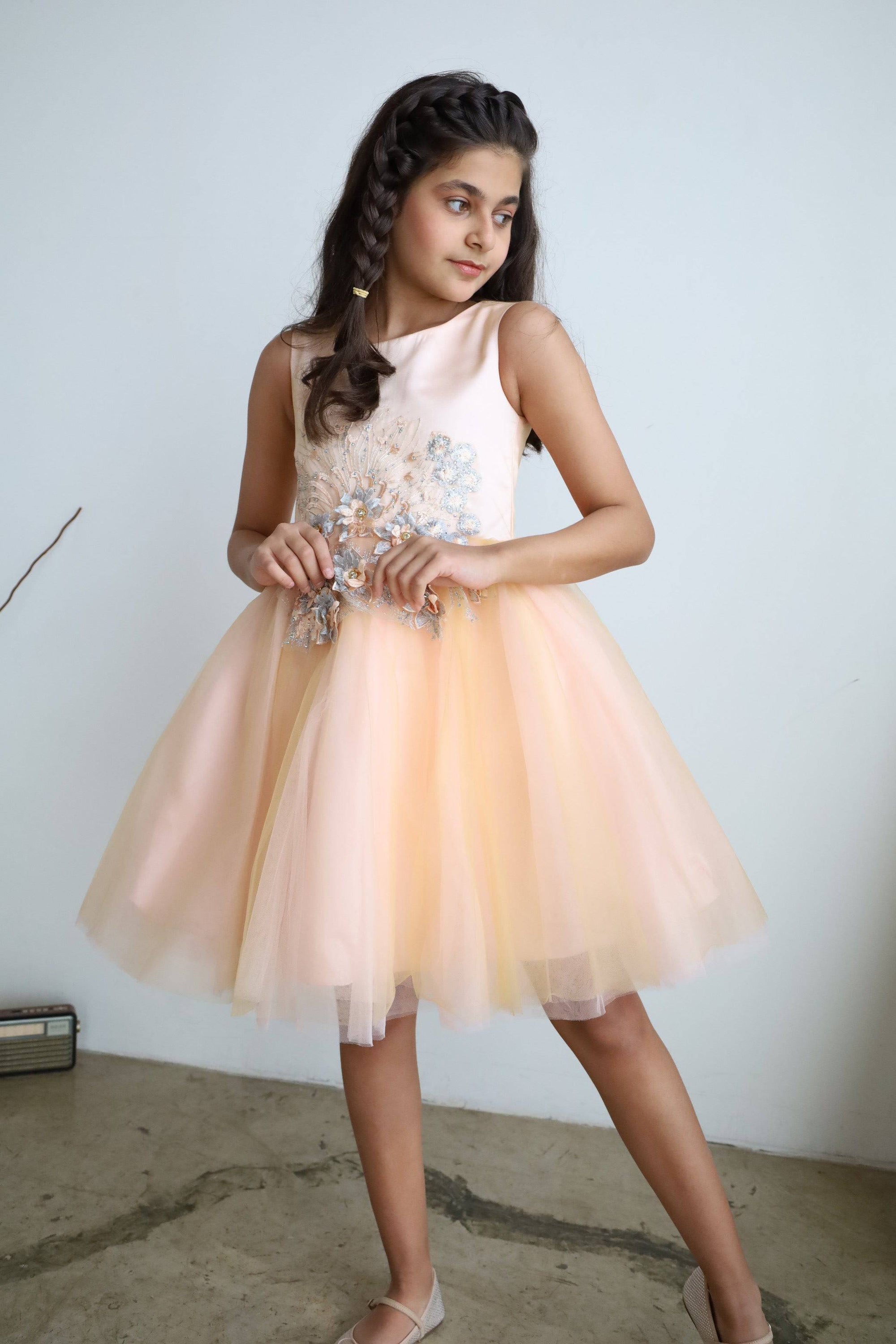Girls Luxury Champagne Evening Dress | Little Bedouin Girls Luxury Champagne Evening Dress | Little Bedouin