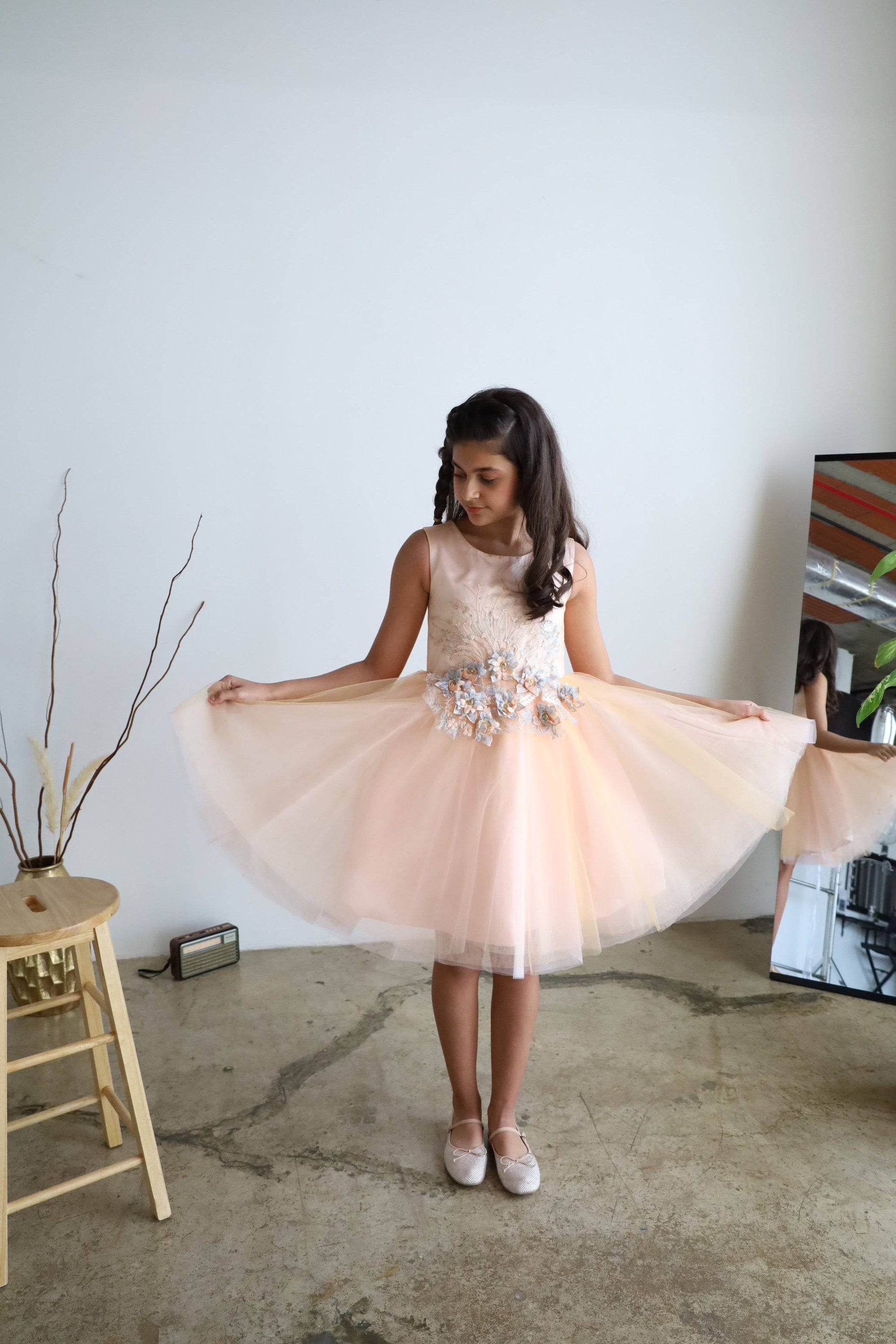 Girls Luxury Champagne Evening Dress | Little Bedouin Girls Luxury Champagne Evening Dress | Little Bedouin