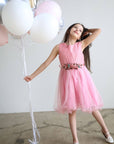 pink girl baby toddler dress for party ملابس فساتين اطفال للمناسبات