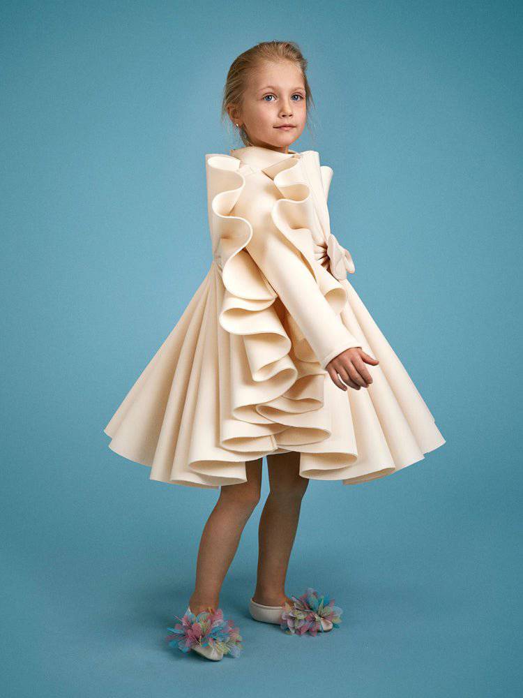 Girls Futuristic Elegance Dress | Party | Little Bedouin Champagne / 110cm (4T) 3-4 Years Girls Futuristic Elegance Dress | Party | Little Bedouin Champagne / 110cm (4T) 3-4 Years