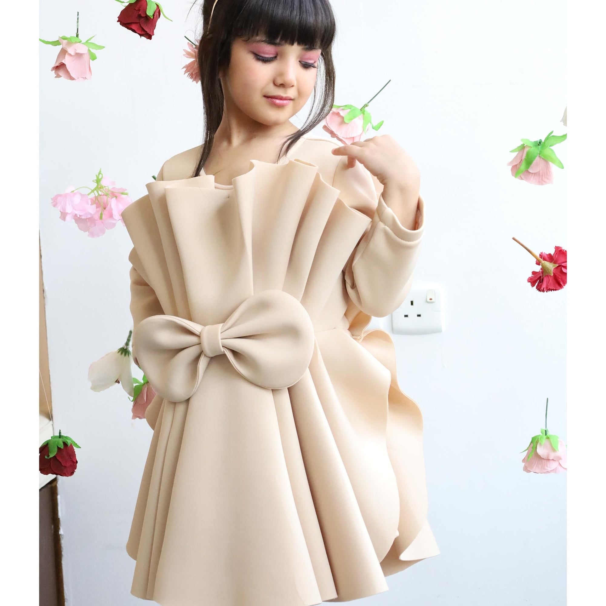 Girls Futuristic Elegance Dress | Party | Little Bedouin Champagne / 110cm (4T) 3-4 YEARS Girls Futuristic Elegance Dress | Party | Little Bedouin Champagne / 110cm (4T) 3-4 YEARS