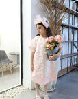  baby girl occasion dress for special short sleeve pink color with detail فستان بنات يومي راقي للحفلات و الاعياد