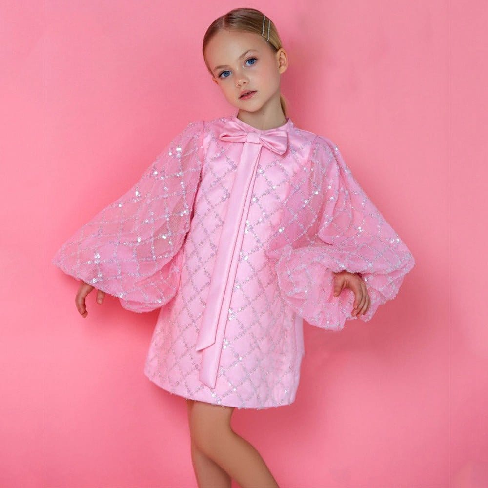 Baby Girl luxury Dress in Pink Pink / 130cm 5-6 YEARS Baby Girl luxury Dress in Pink Pink / 130cm 5-6 YEARS