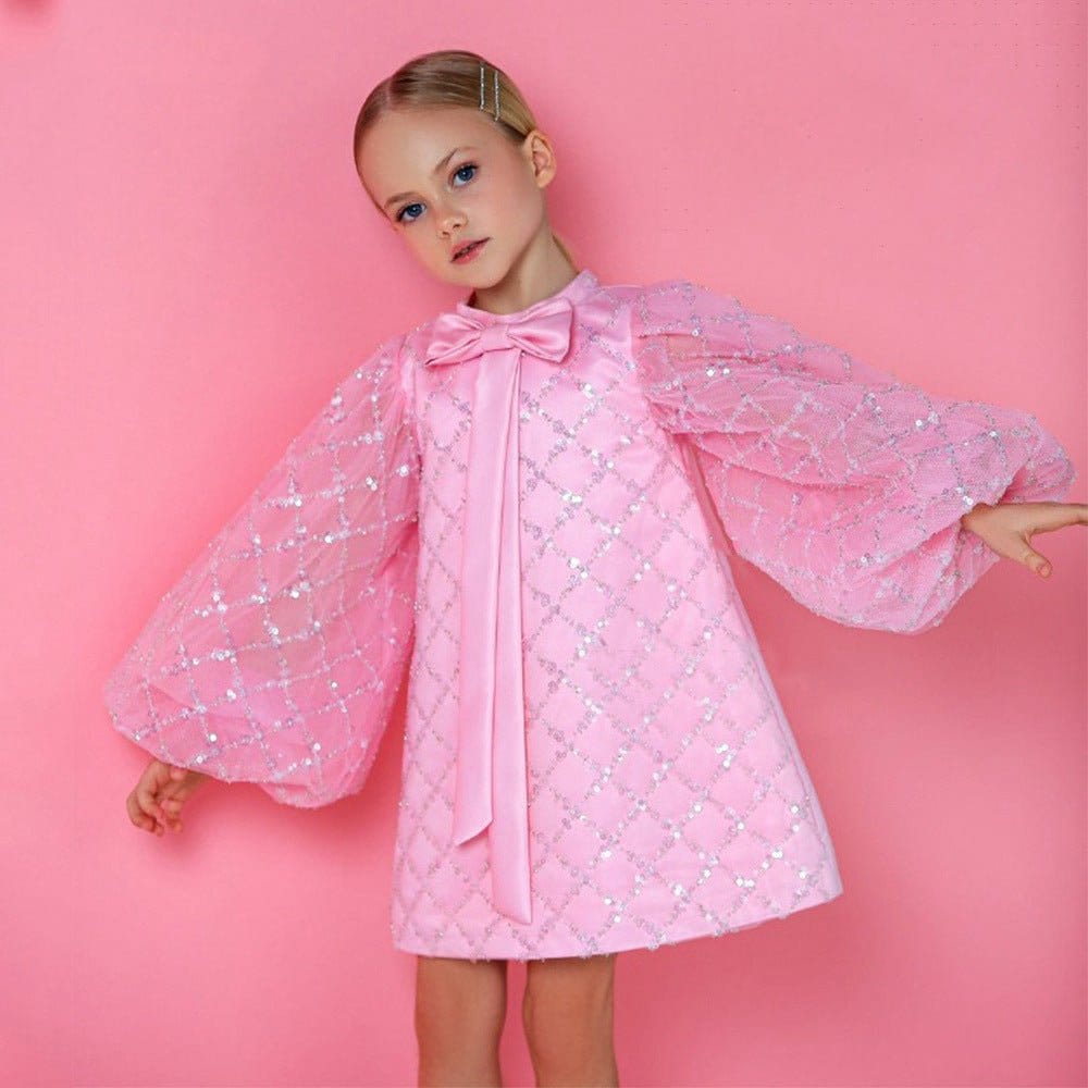 baby girl designer dress Baby Girl luxury Dress in Pink Pink / 130cm 5-6 YEARS