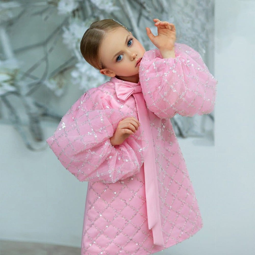 Baby Girl luxury Dress in Pink Pink / 130cm 5-6 YEARS Baby Girl luxury Dress in Pink Pink / 130cm 5-6 YEARS