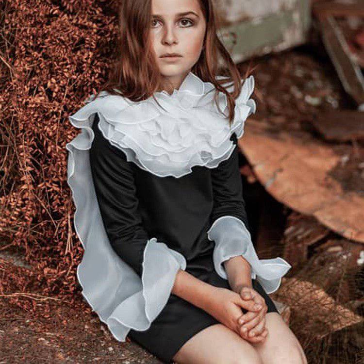 vintage ruffle dress Girls Black Vintage Ruffle Dress