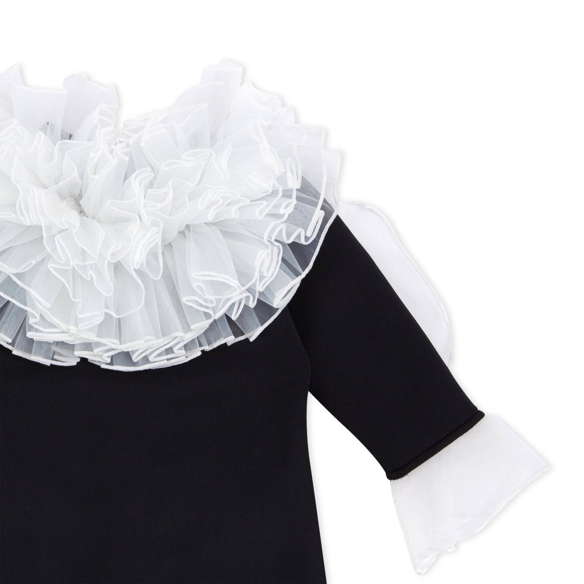 black and white ruffle dress Girls Black Vintage Ruffle Dress