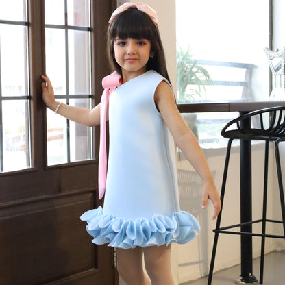 luxury blue fun occasion girl dress فستان اطفال  راقي للمناسبات
